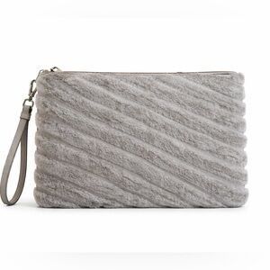 HP! ✨Gray Textured Boutique Zip Pouch / Clutch NWOT